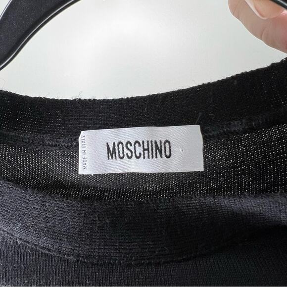 MOSCHINO Black Bow Neck Wool Sweater 4 - Picture 3 of 5
